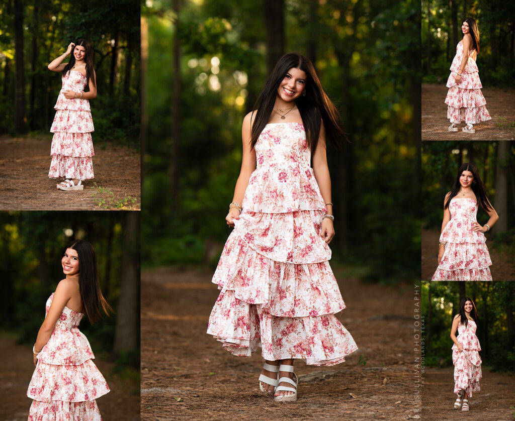 Picture of a high school senior during her outdoor photo session in The Woodlands, Texas.