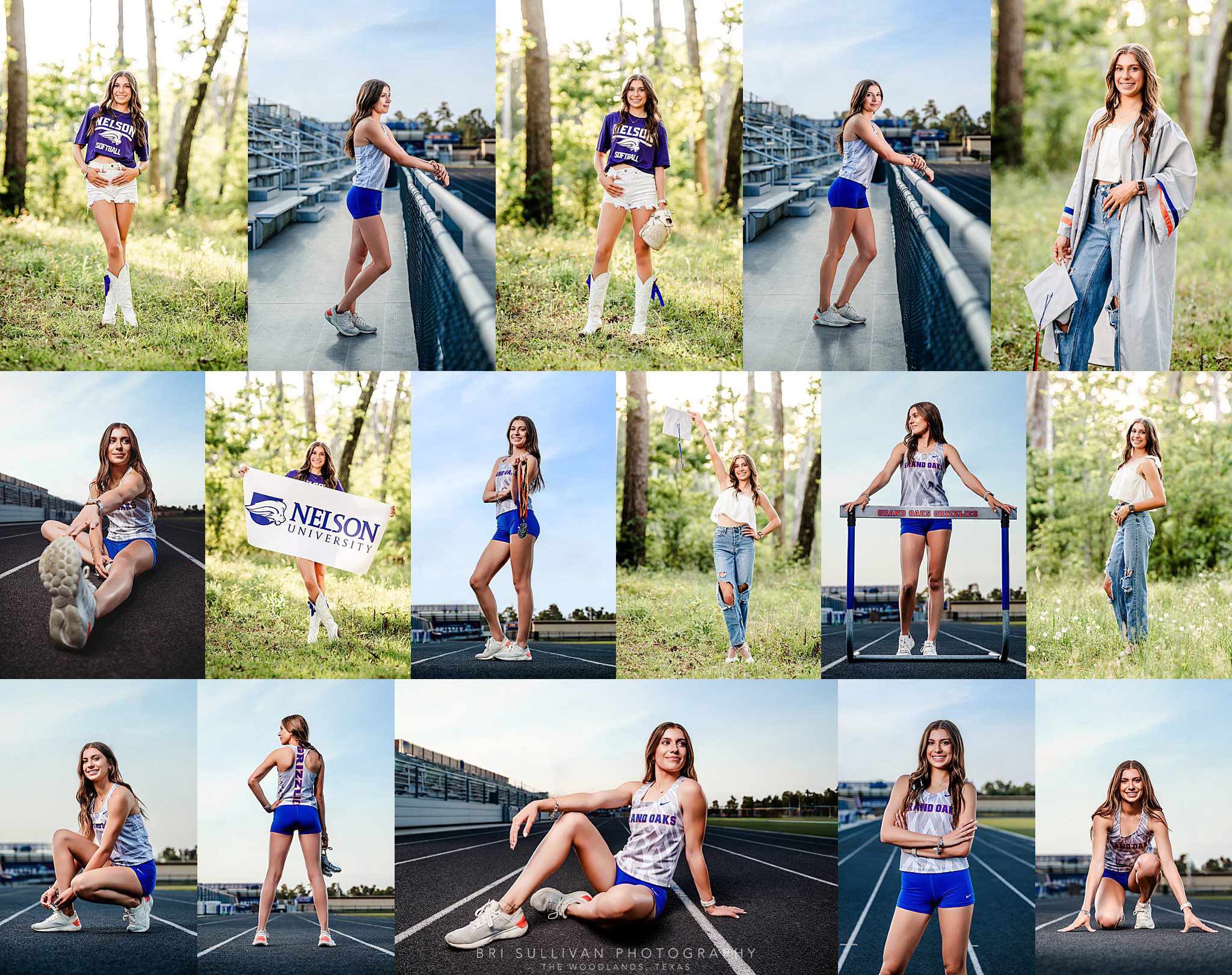 A picture of a high school athlete during her senior photo session near Aldine, Texas.