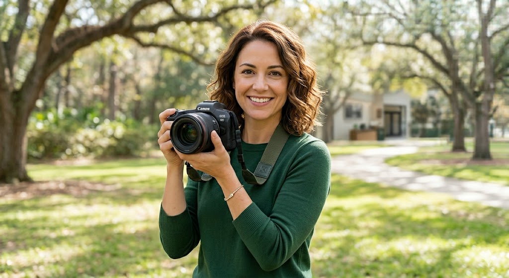 Beginner photographer learning how to start a photography business outdoors